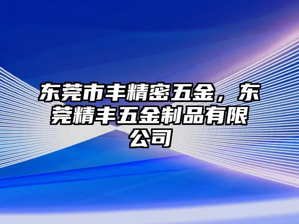 東莞市豐精密五金，東莞精豐五金制品有限公司