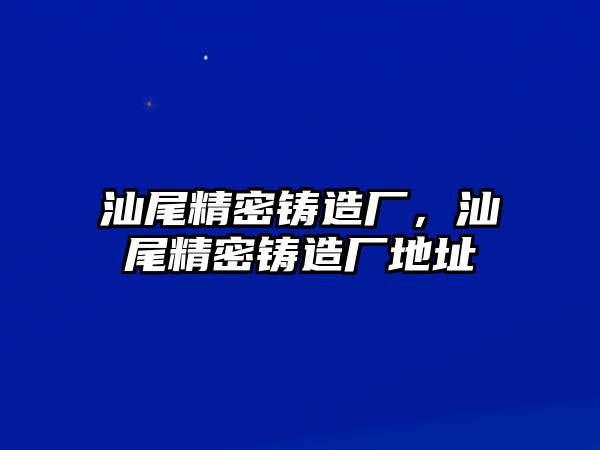 汕尾精密鑄造廠，汕尾精密鑄造廠地址