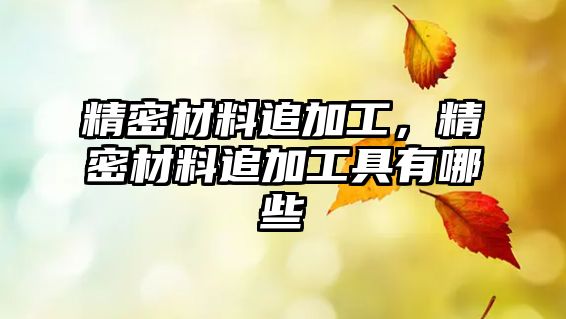 精密材料追加工，精密材料追加工具有哪些