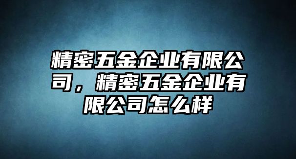 精密五金企業(yè)有限公司，精密五金企業(yè)有限公司怎么樣