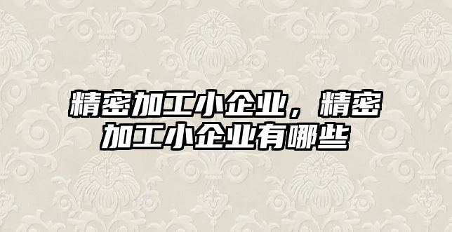 精密加工小企業(yè)，精密加工小企業(yè)有哪些