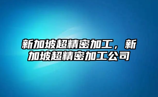 新加坡超精密加工，新加坡超精密加工公司