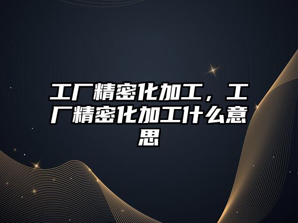 工廠精密化加工，工廠精密化加工什么意思