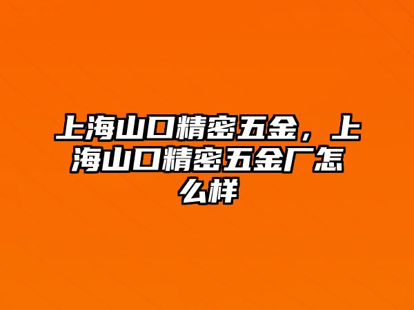 上海山口精密五金，上海山口精密五金廠怎么樣