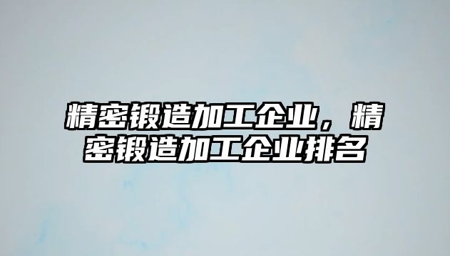 精密鍛造加工企業(yè)，精密鍛造加工企業(yè)排名