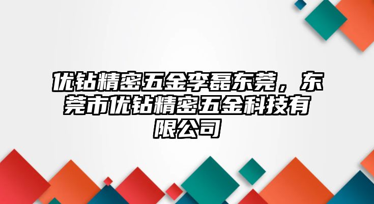 優(yōu)鉆精密五金李磊東莞，東莞市優(yōu)鉆精密五金科技有限公司