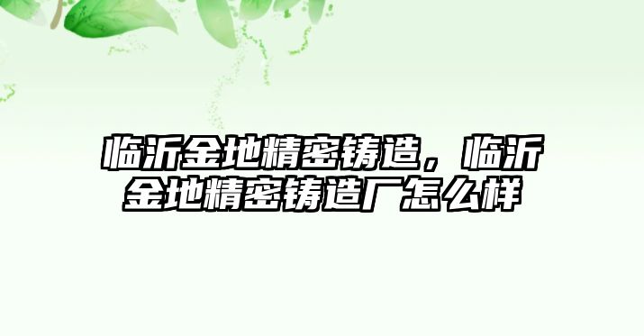 臨沂金地精密鑄造，臨沂金地精密鑄造廠怎么樣