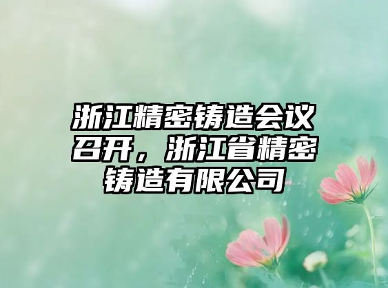 浙江精密鑄造會(huì)議召開，浙江省精密鑄造有限公司