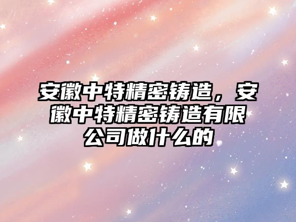 安徽中特精密鑄造，安徽中特精密鑄造有限公司做什么的