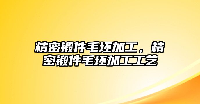 精密鍛件毛坯加工，精密鍛件毛坯加工工藝