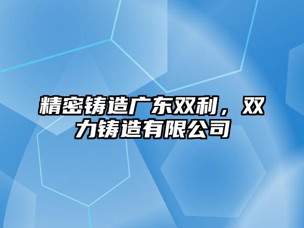 精密鑄造廣東雙利，雙力鑄造有限公司