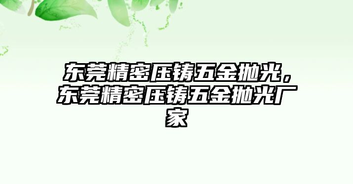 東莞精密壓鑄五金拋光，東莞精密壓鑄五金拋光廠家