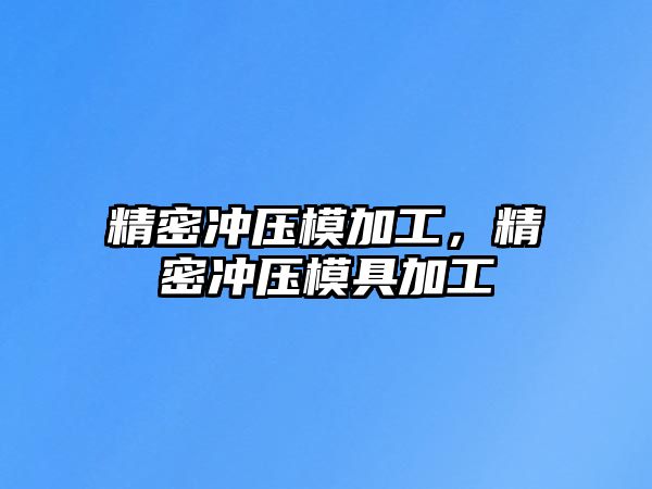 精密沖壓模加工，精密沖壓模具加工