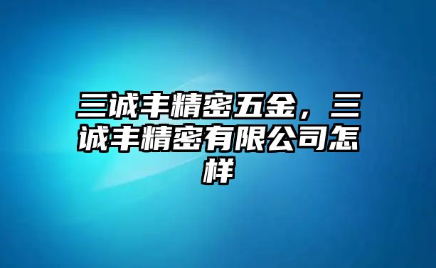 三誠豐精密五金，三誠豐精密有限公司怎樣