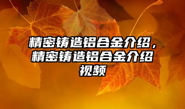 精密鑄造鋁合金介紹，精密鑄造鋁合金介紹視頻