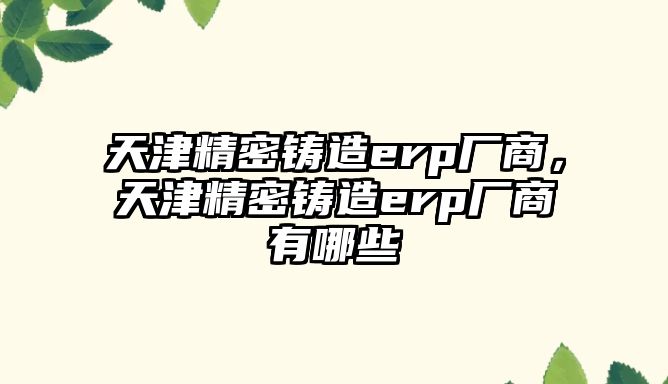 天津精密鑄造erp廠商，天津精密鑄造erp廠商有哪些