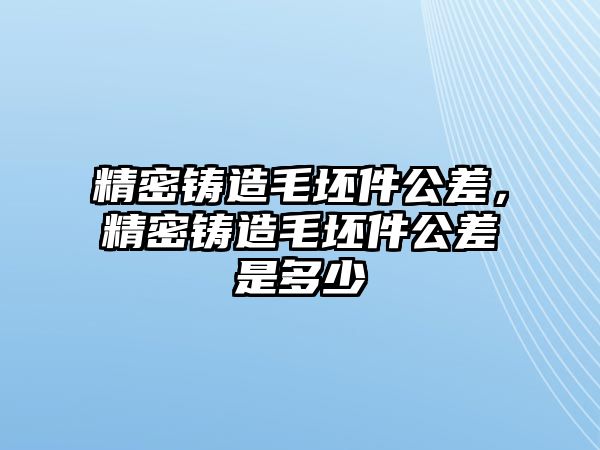 精密鑄造毛坯件公差，精密鑄造毛坯件公差是多少