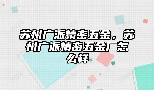 蘇州廣派精密五金，蘇州廣派精密五金廠怎么樣