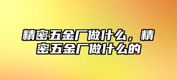 精密五金廠做什么，精密五金廠做什么的