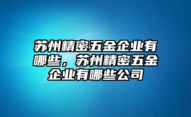 蘇州精密五金企業(yè)有哪些，蘇州精密五金企業(yè)有哪些公司