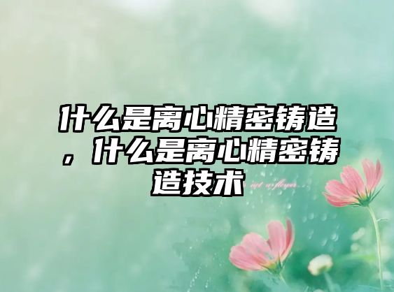 什么是離心精密鑄造，什么是離心精密鑄造技術(shù)