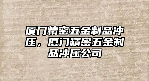 廈門精密五金制品沖壓，廈門精密五金制品沖壓公司