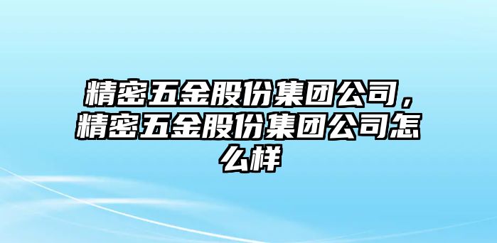 精密五金股份集團(tuán)公司，精密五金股份集團(tuán)公司怎么樣