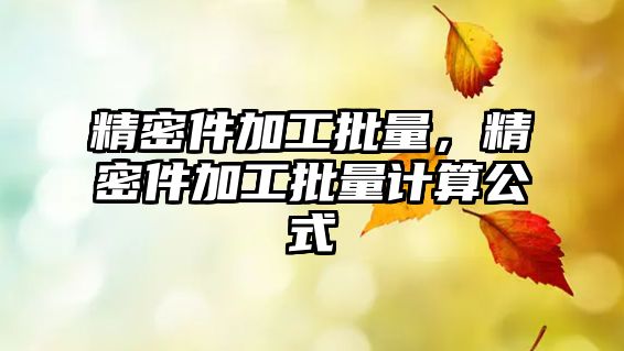 精密件加工批量，精密件加工批量計(jì)算公式