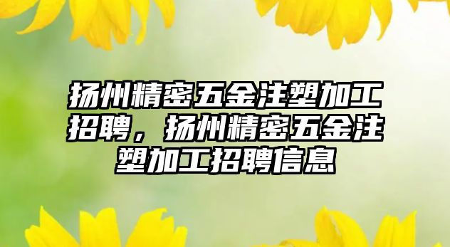 揚州精密五金注塑加工招聘，揚州精密五金注塑加工招聘信息