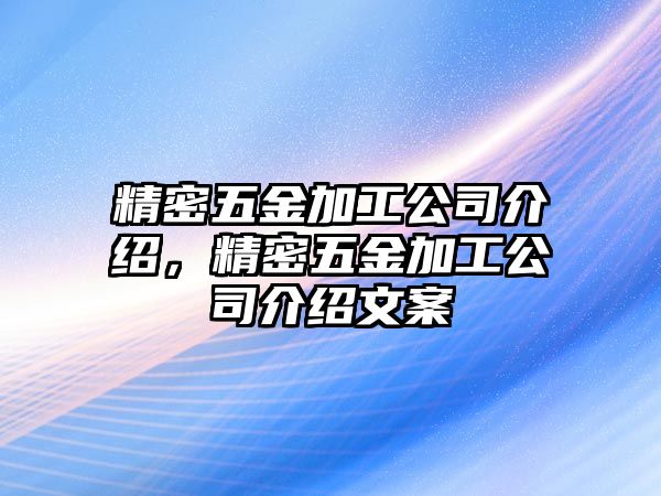 精密五金加工公司介紹，精密五金加工公司介紹文案