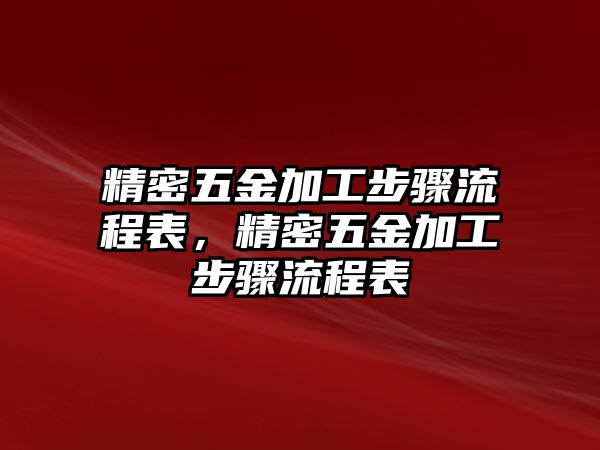 精密五金加工步驟流程表，精密五金加工步驟流程表