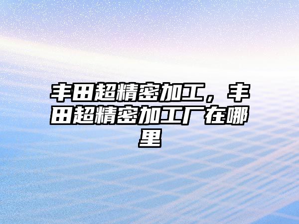 豐田超精密加工，豐田超精密加工廠在哪里