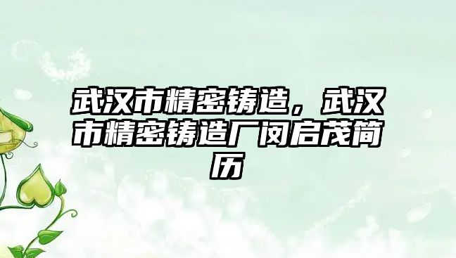 武漢市精密鑄造，武漢市精密鑄造廠閔啟茂簡(jiǎn)歷