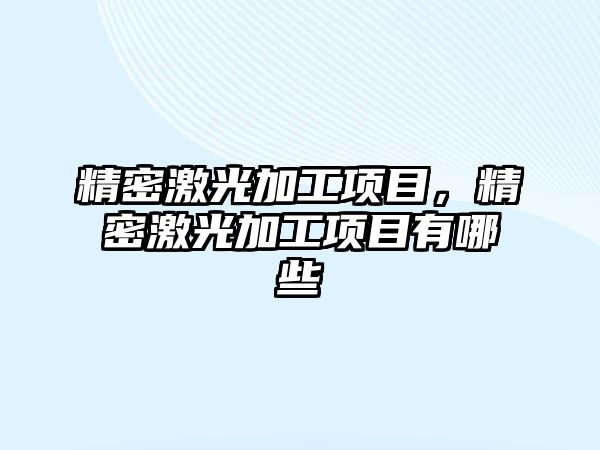 精密激光加工項目，精密激光加工項目有哪些