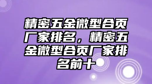 精密五金微型合頁廠家排名，精密五金微型合頁廠家排名前十