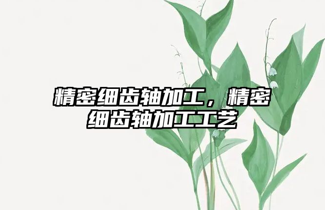 精密細(xì)齒軸加工，精密細(xì)齒軸加工工藝