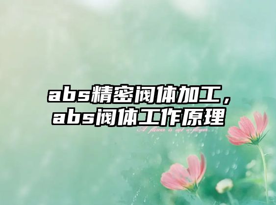 abs精密閥體加工，abs閥體工作原理