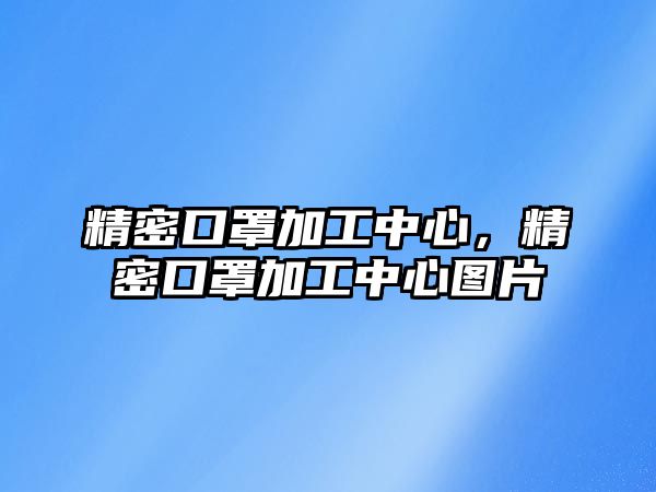 精密口罩加工中心，精密口罩加工中心圖片