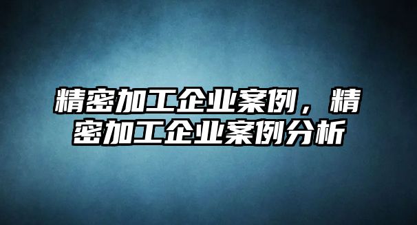 精密加工企業(yè)案例，精密加工企業(yè)案例分析