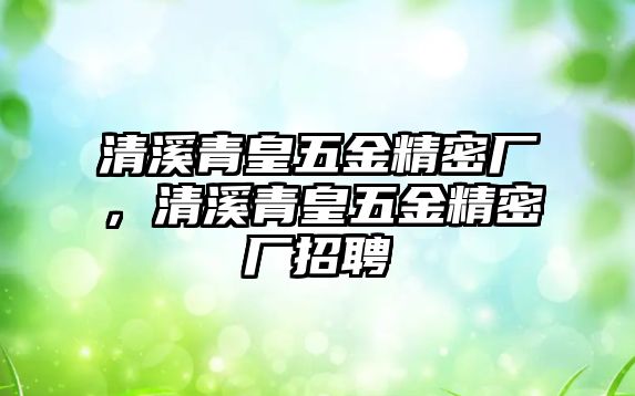 清溪青皇五金精密廠，清溪青皇五金精密廠招聘