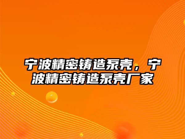 寧波精密鑄造泵殼，寧波精密鑄造泵殼廠家