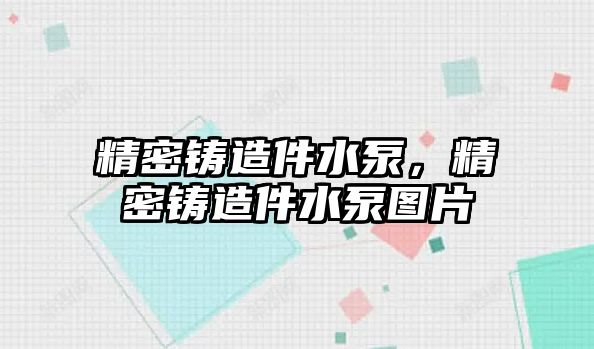 精密鑄造件水泵，精密鑄造件水泵圖片