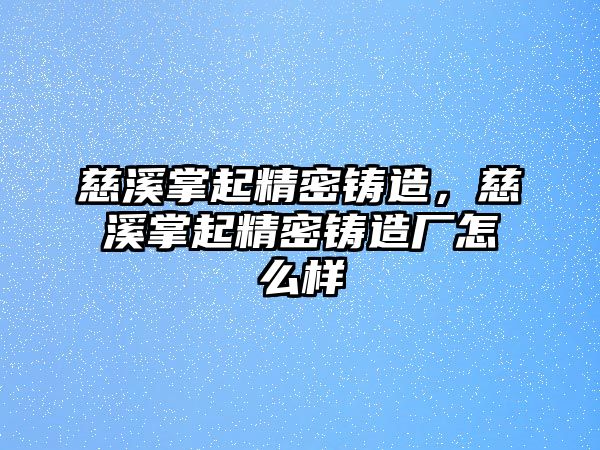 慈溪掌起精密鑄造，慈溪掌起精密鑄造廠怎么樣