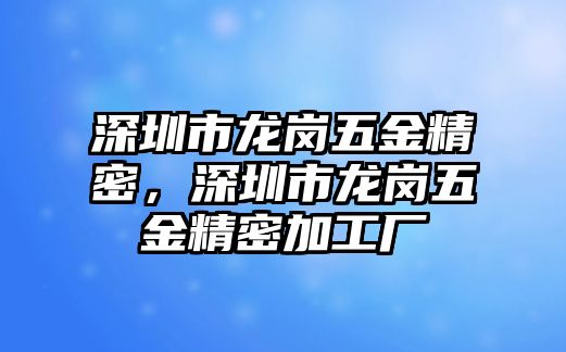 深圳市龍崗五金精密，深圳市龍崗五金精密加工廠