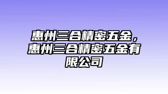 惠州三合精密五金，惠州三合精密五金有限公司