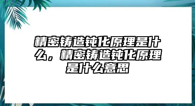 精密鑄造鈍化原理是什么，精密鑄造鈍化原理是什么意思