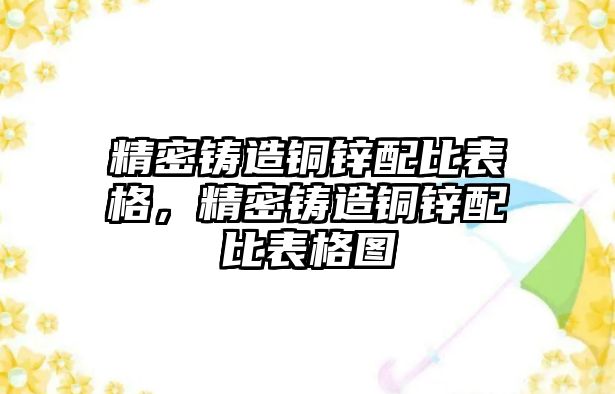 精密鑄造銅鋅配比表格，精密鑄造銅鋅配比表格圖