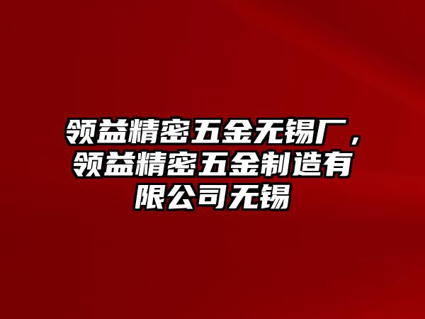 領(lǐng)益精密五金無錫廠，領(lǐng)益精密五金制造有限公司無錫