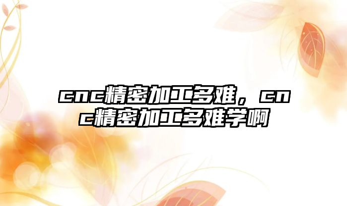 cnc精密加工多難，cnc精密加工多難學(xué)啊