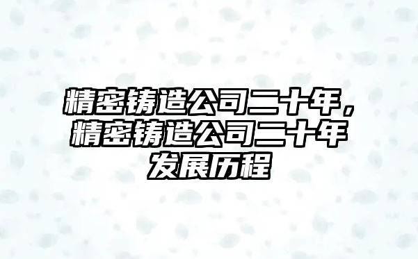 精密鑄造公司二十年，精密鑄造公司二十年發(fā)展歷程